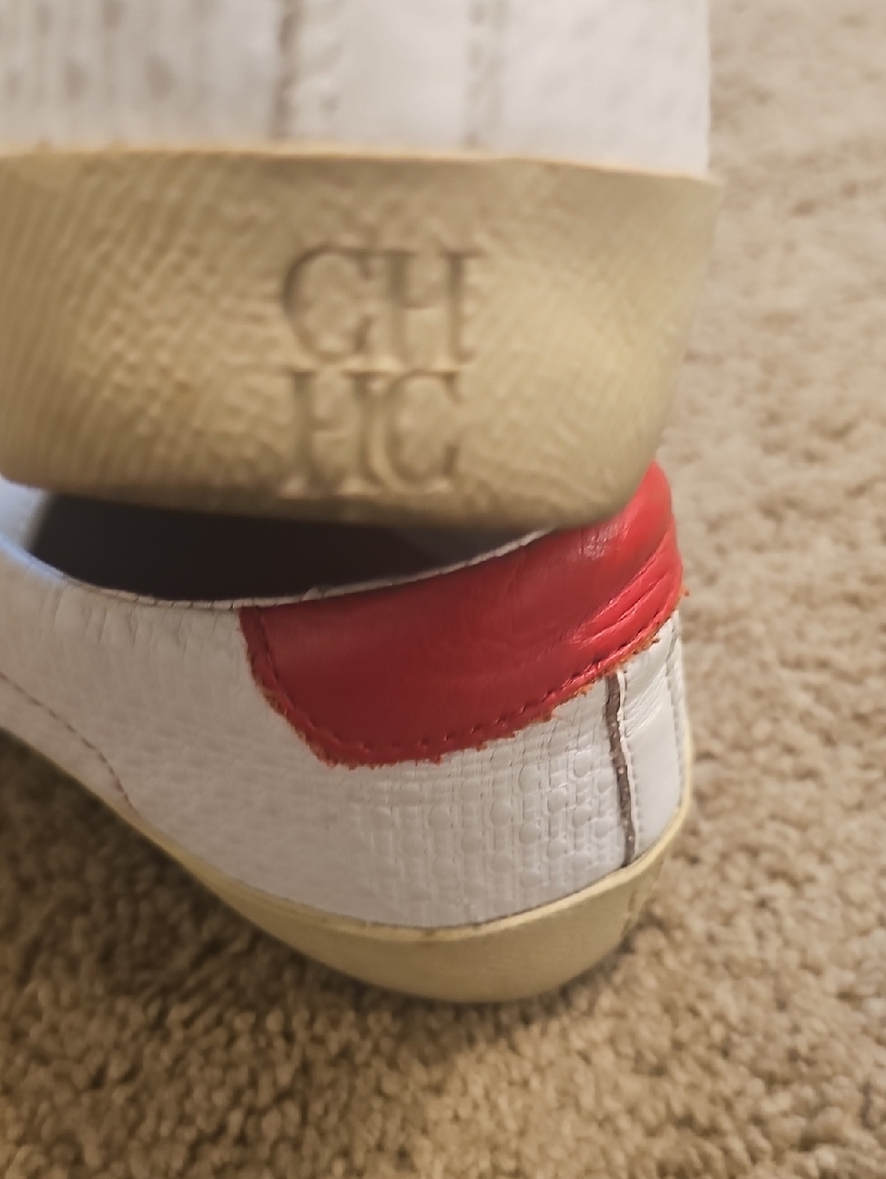 Carolina Herrera White Leather Sneakers with Red Accent - Picture 7 of 9